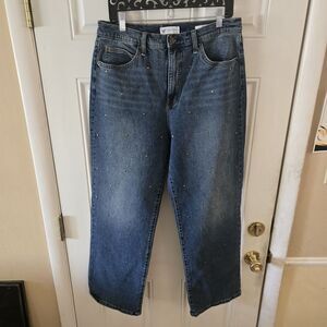Jessica Simpson SZ 10 Studded Zinnia Wide Leg Boyfriend Jeans NWOT High Rise